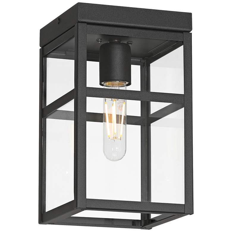 Image 2 San Lucas 10 1/4" High Sand Black Outdoor Flushmount Ceiling Light