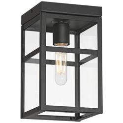 San Lucas 10 1/4" High Sand Black Outdoor Flushmount Ceiling Light