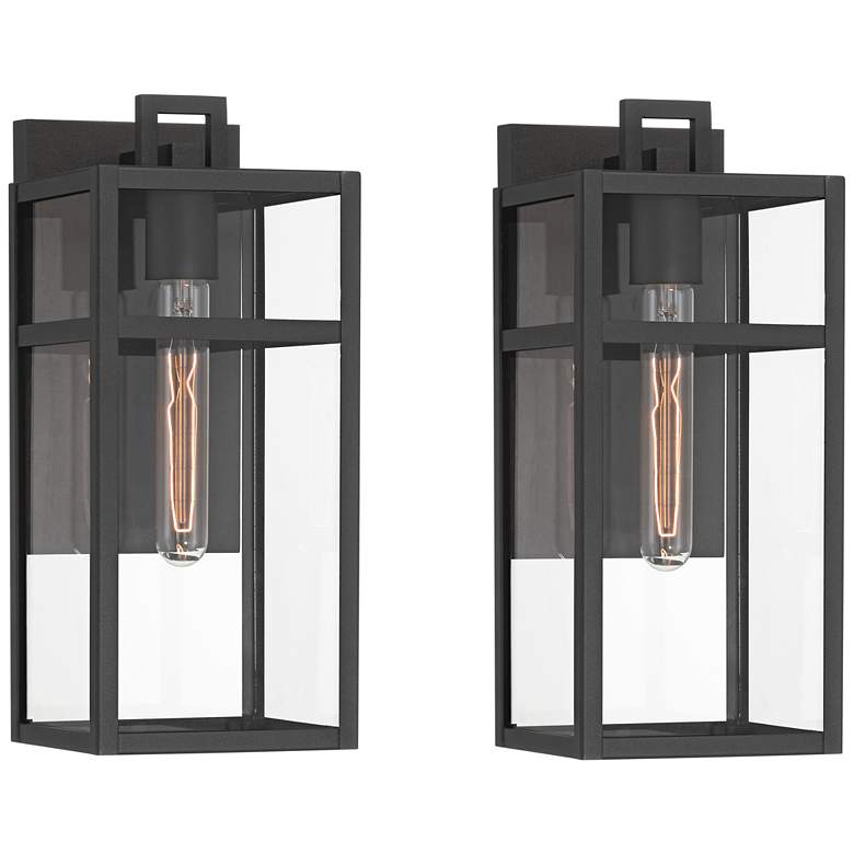 Image 2 San Lucas 14 1/2" High Sand Black Outdoor Wall Light Set of 2