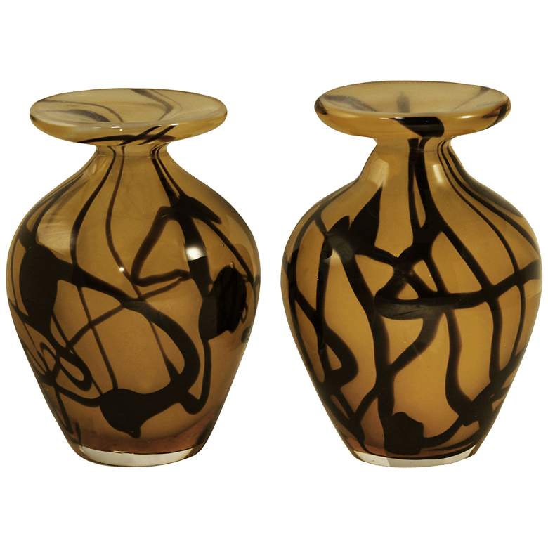 Image 1 San Luis Multi-Color Tan 2-Piece 5 inchH Art Glass Vases Set
