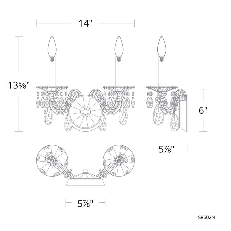 Image 4 San Marco 14"H x 14"W 2-Light Crystal Wall Sconce in Antique Silv more views