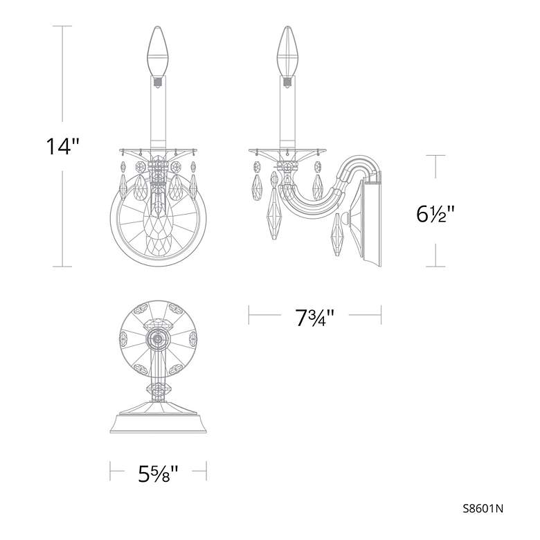 Image 4 San Marco 14"H x 5.6"W 1-Light Crystal Wall Sconce in Heirloom Go more views