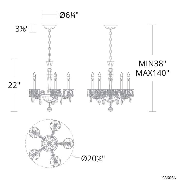 Image 5 San Marco 22"H x 20.3"W 5-Lt Crystal Chandelier in Hrlm Bronze more views