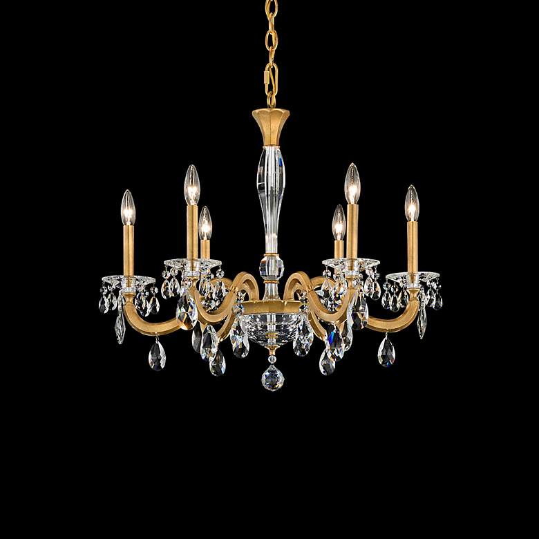 Image 2 San Marco 24"H x 28.3"W 6-Lt Crystal Chandelier in Hrlm Gold more views