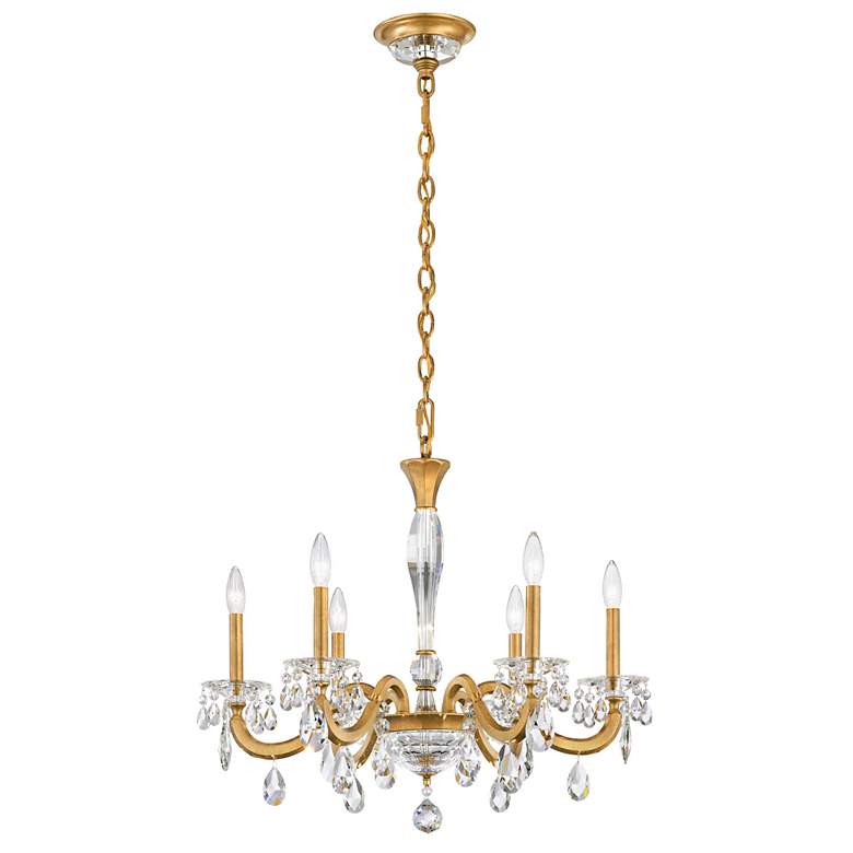 Image 3 San Marco 24"H x 28.3"W 6-Lt Crystal Chandelier in Hrlm Gold more views