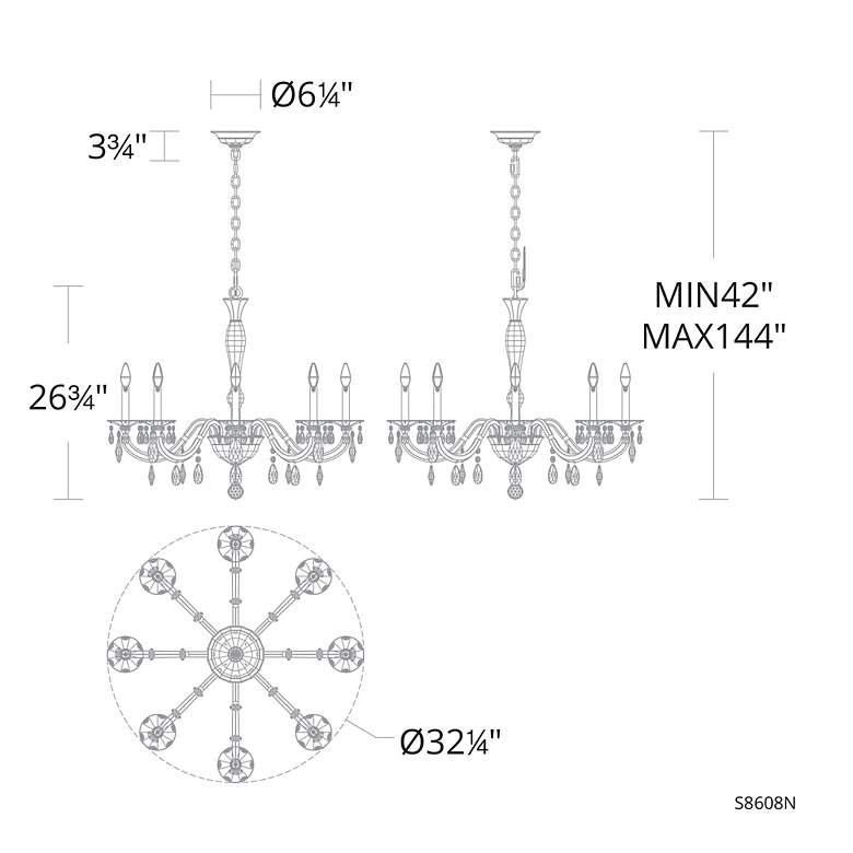 Image 5 San Marco 26.8"H x 32.3"W 8-Lt Crystal Chandelier in Hrlm Gold more views