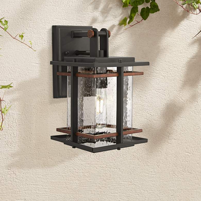 Image 1 San Marcos 11 1/4 inch High Black and Copper Outdoor Wall Light