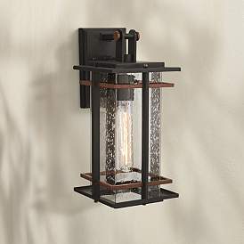 Image1 of San Marcos 14 3/4" High Black and Copper Outdoor Wall Light