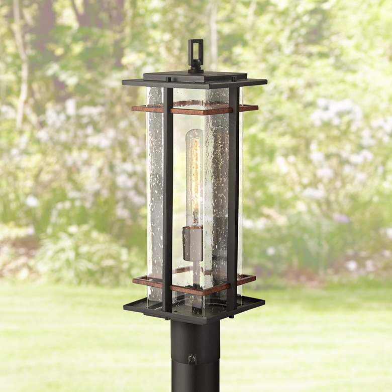 San Marcos 20 1/2 inch High Black and Copper Outdoor Post Light