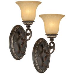 San Marino Bronze and Gold 14 1/2&quot; High Wall Sconce Set of 2