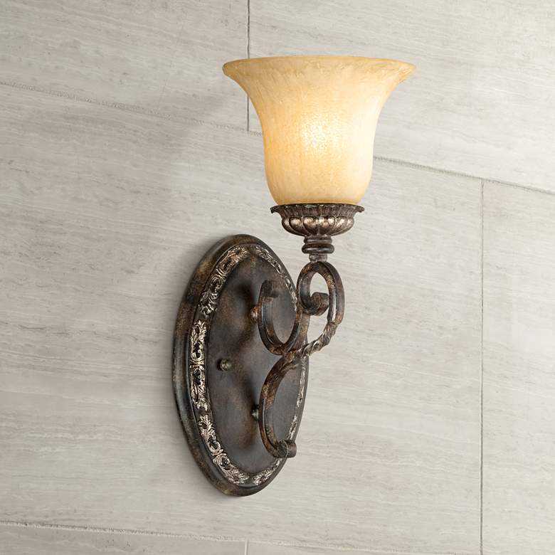 Image 1 San Marino Bronze and Gold 14 1/2 inch High Wall Sconce