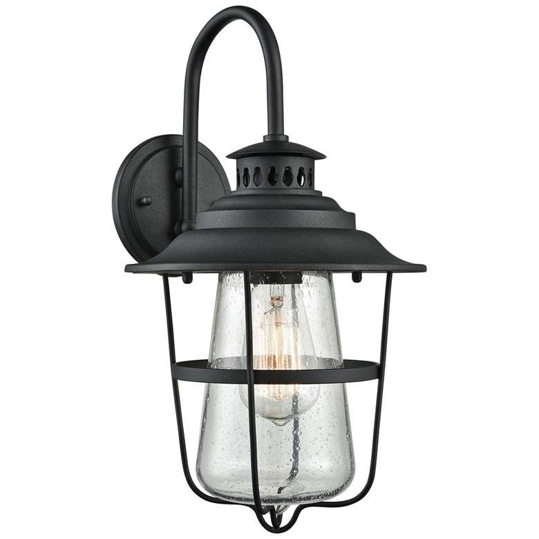 Image 1 San Mateo 15" High Textured Matte Black Outdoor Wall Light