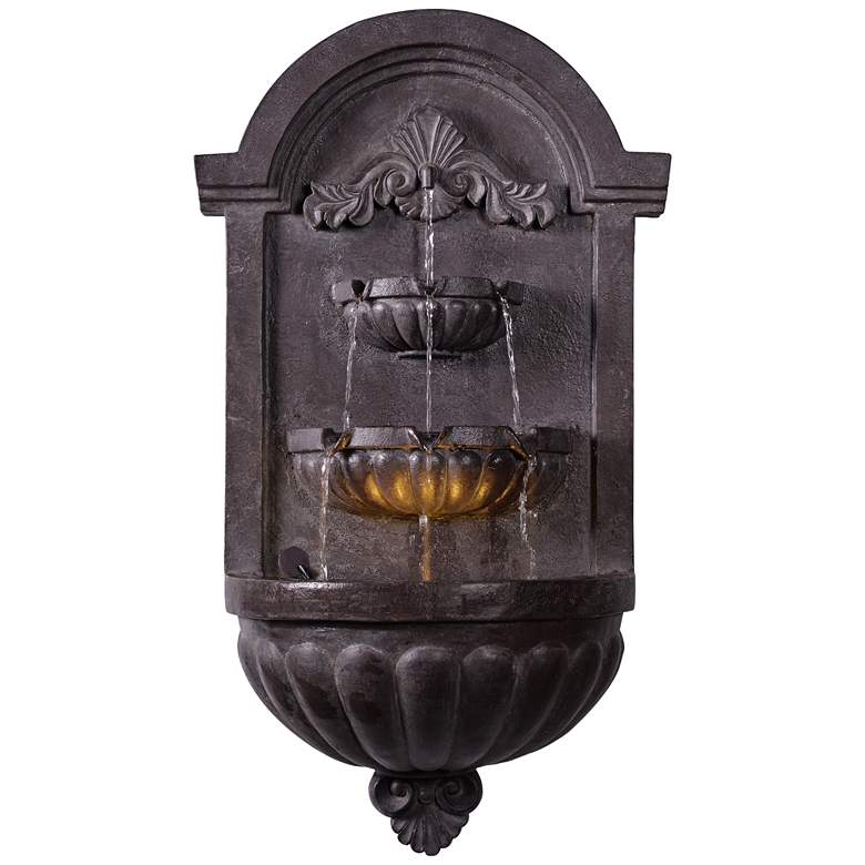 Image 1 San Pablo 34 1/4 inch High Plum Bronze Outdoor LED Wall Fountain