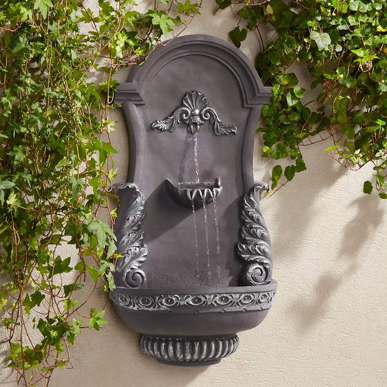 Image 1 San Pablo Grey Ornate 33" High Wall Fountain by John Timberland
