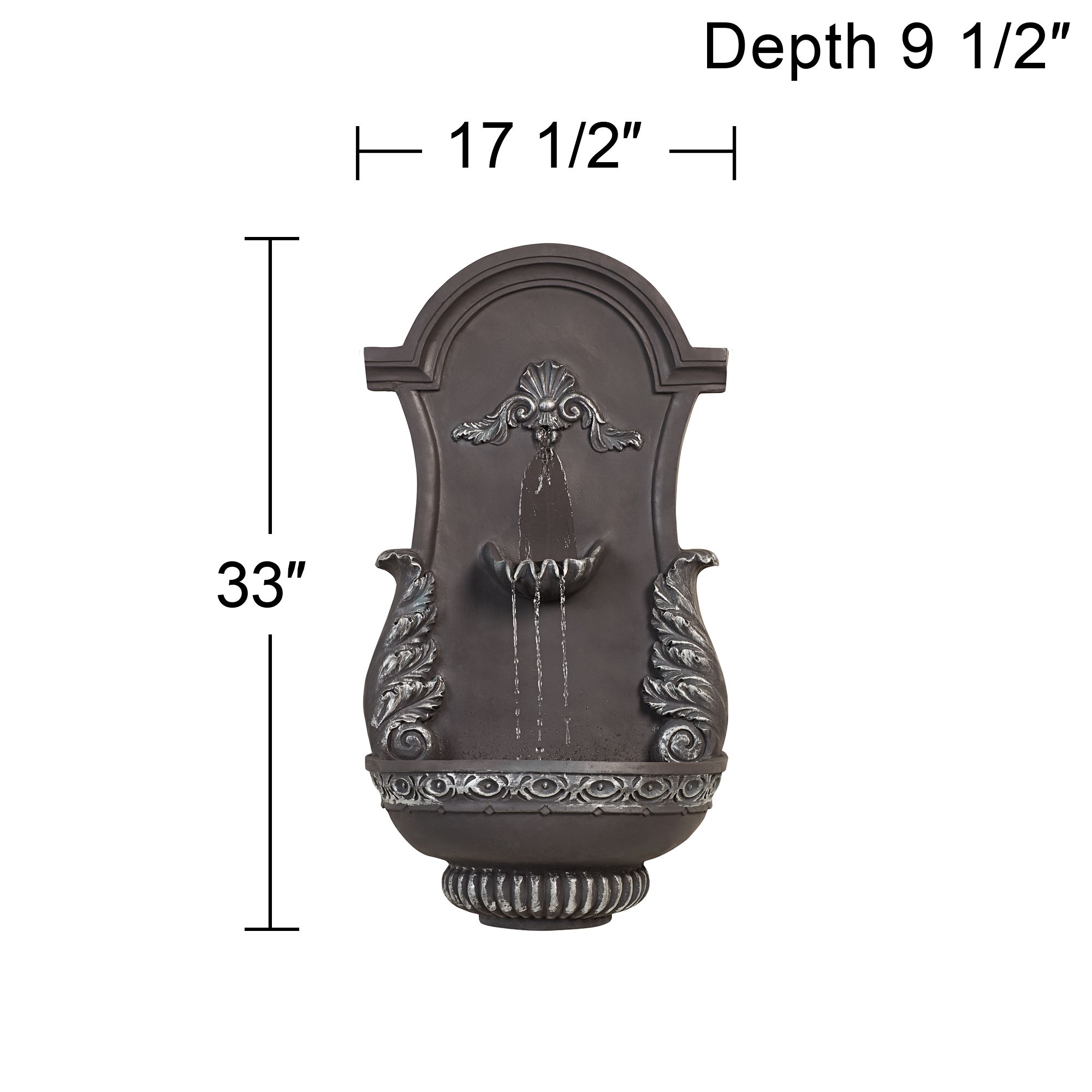 San Pablo Grey Ornate 33" High Wall Fountain by Regency Hill