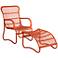 San Remo Orange Metal Outdoor Chair and Ottoman