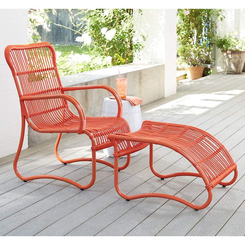 Image 1 San Remo Orange Metal Outdoor Chair and Ottoman