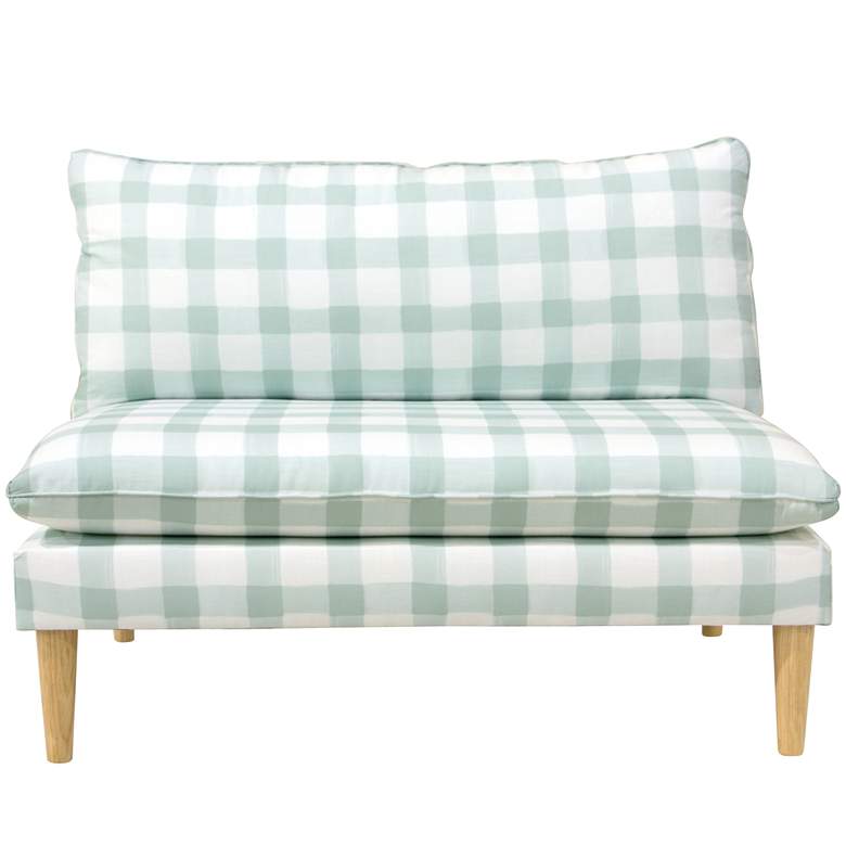 Image 2 San Simeon Buffalo Square Mint Armless Loveseat more views