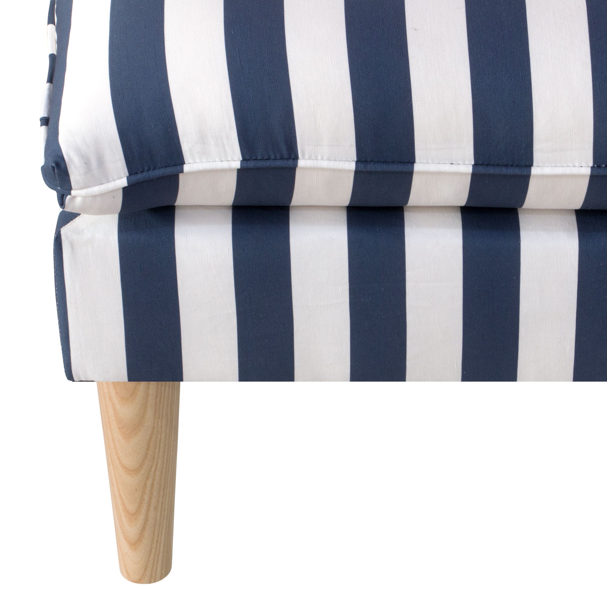 San Simeon Cabana Stripe Navy and White Armless Loveseat - Made to Order