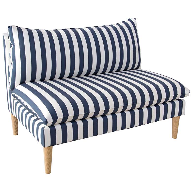 Image 1 San Simeon Cabana Stripe Navy and White Armless Loveseat