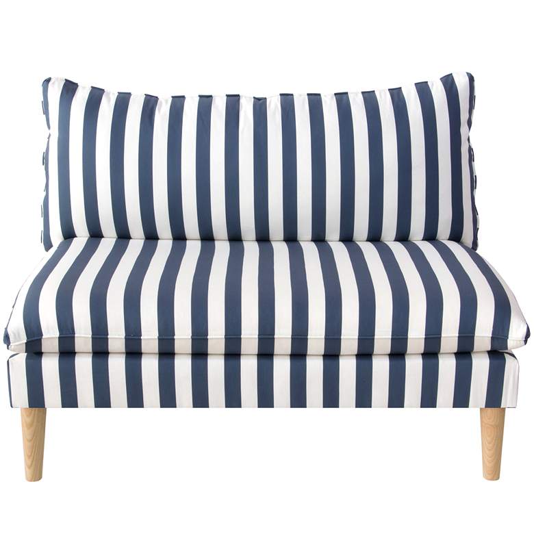 Image 2 San Simeon Cabana Stripe Navy and White Armless Loveseat more views