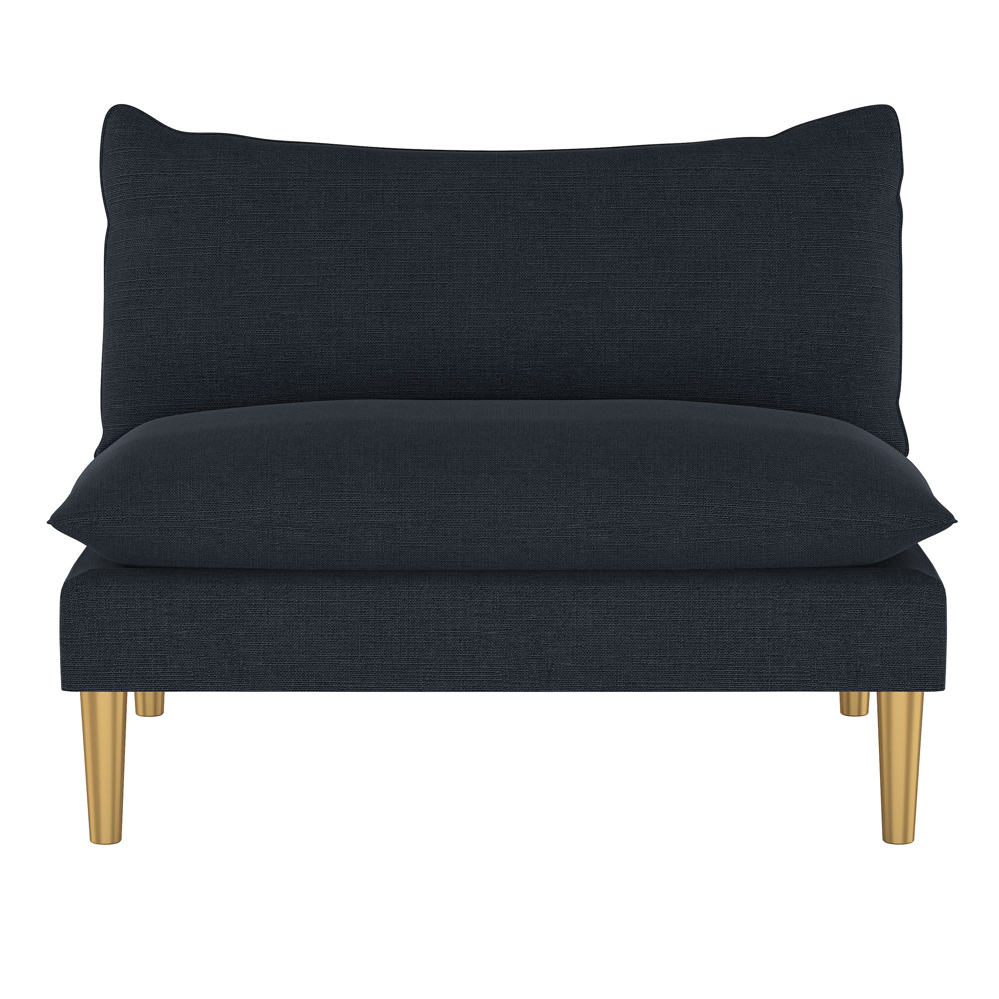Image 2 San Simeon Linen Navy Fabric Armless Loveseat - Made to Order more views