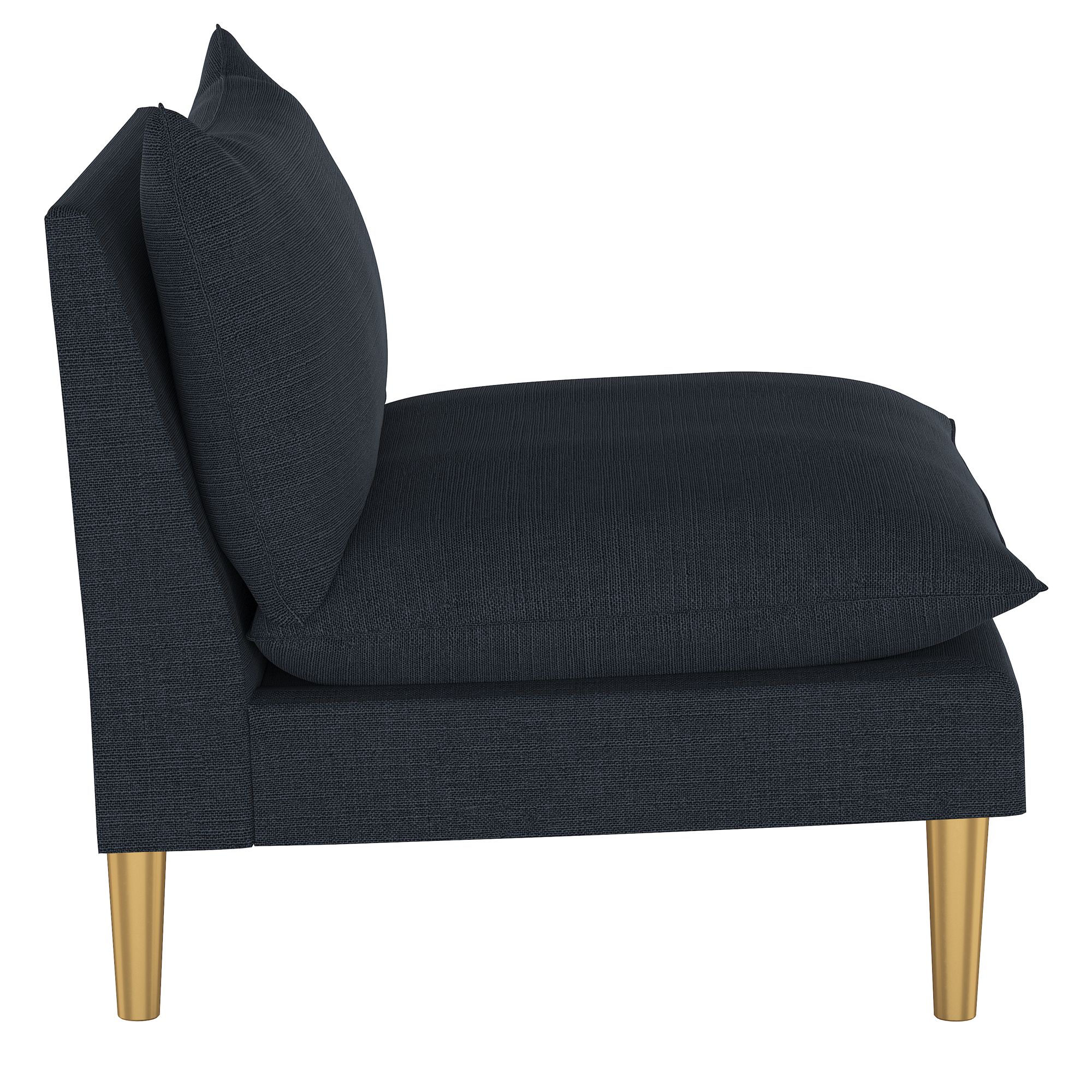 Image 3 San Simeon Linen Navy Fabric Armless Loveseat - Made to Order more views