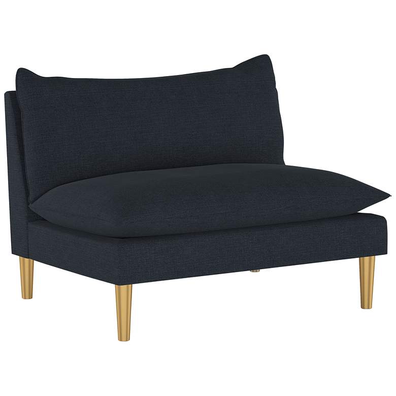 Image 1 San Simeon Linen Navy Fabric Armless Loveseat