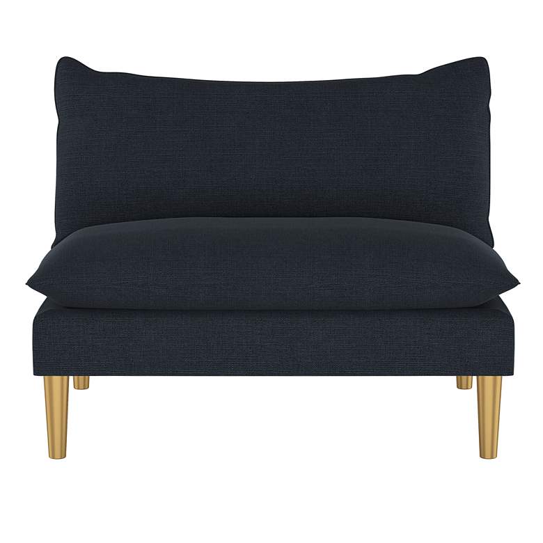 Image 2 San Simeon Linen Navy Fabric Armless Loveseat more views