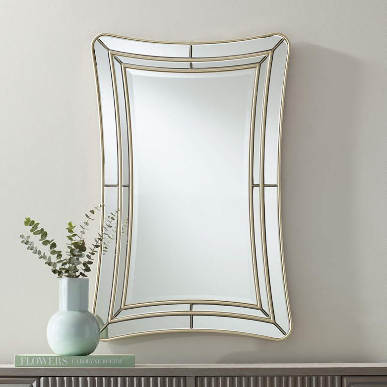 Image 1 San Simeon Matte Champagne 26 inch x 40 inch Rectangular Wall Mirror