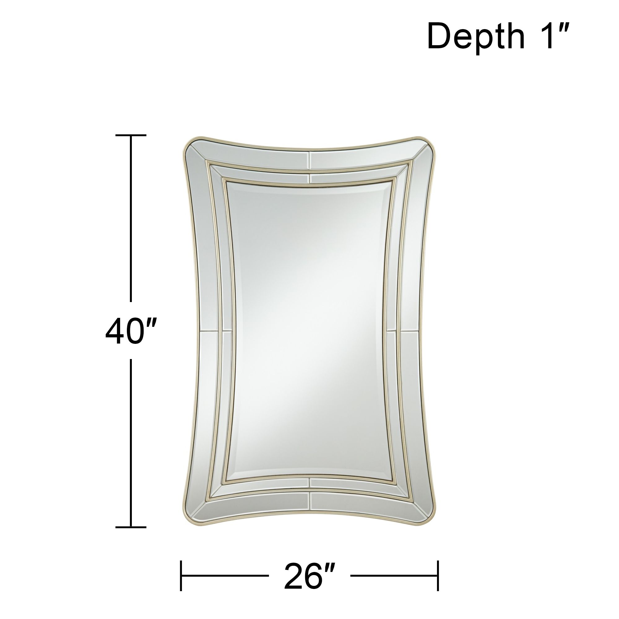San Simeon Matte Champagne 26" x 40" Rectangular Wall Mirror