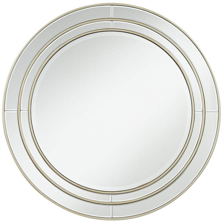 Image 2 San Simeon Matte Champagne 31 3/4 inch Round Wall Mirror