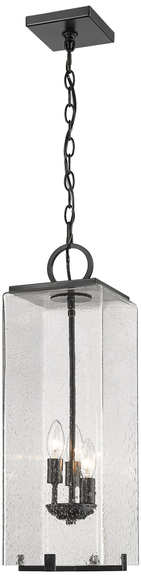 Sana by Z-Lite Black 8 inch 3 Light Outdoor Chain Mount Ceiling Fixture