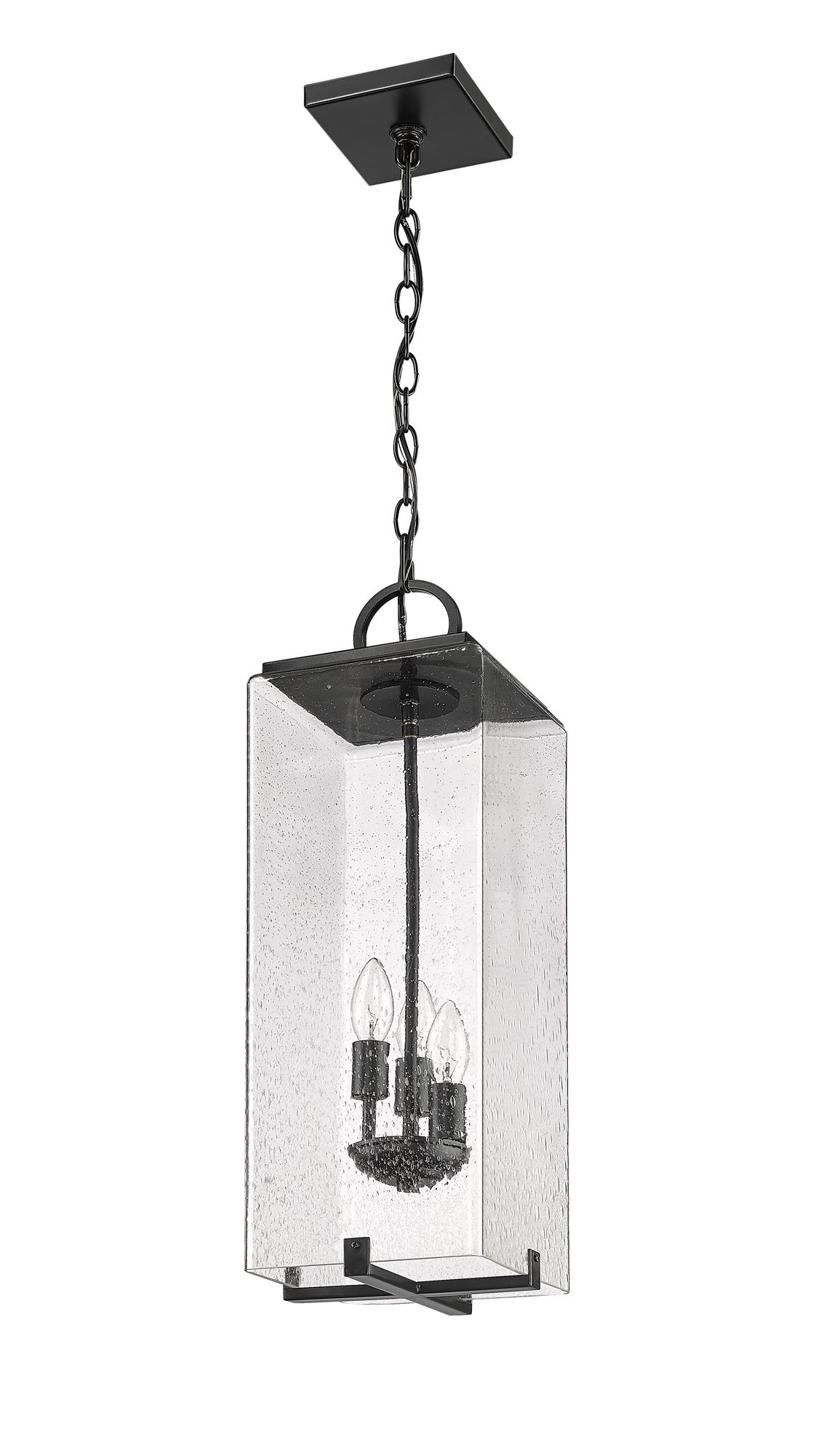 Sana by Z-Lite Black 8 inch 3 Light Outdoor Chain Mount Ceiling Fixture