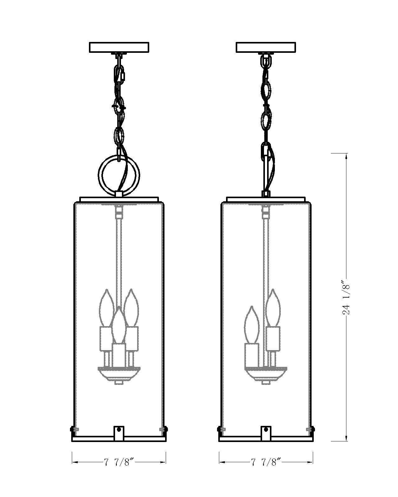 Sana by Z-Lite Black 8 inch 3 Light Outdoor Chain Mount Ceiling Fixture