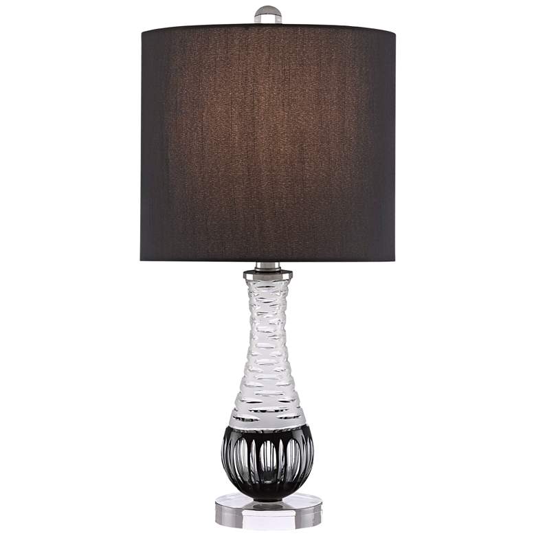 Image 1 Sanchez Frosted and Black Glass Accent Table Lamp