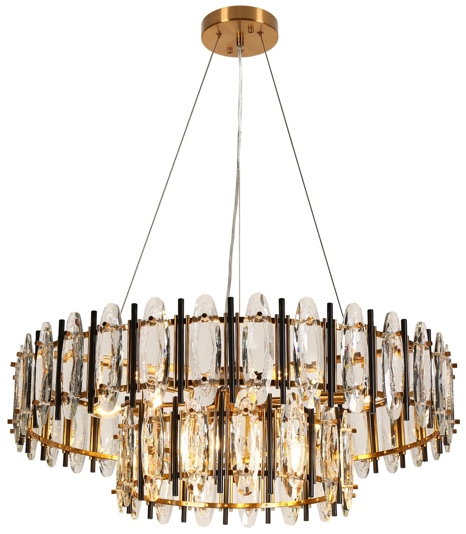 Sancoas 10-Light Black Gold Crystal 2-Tier Chandelier - Made to Order