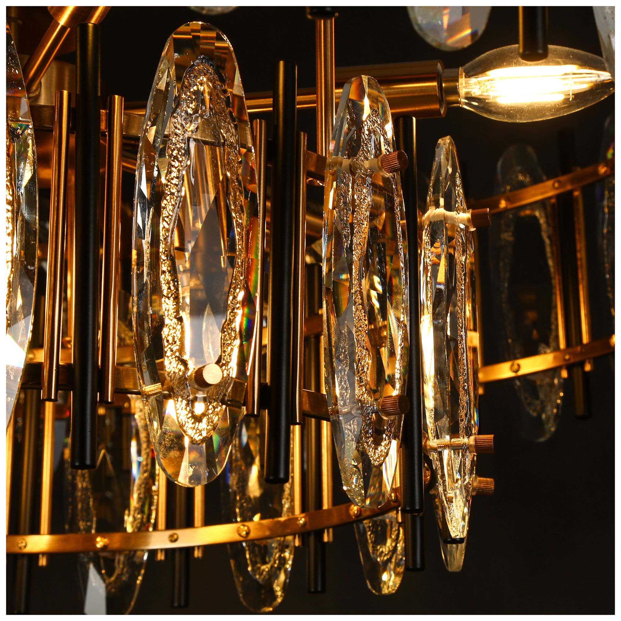 Image 4 Sancoas 10-Light Black Gold Crystal 2-Tier Chandelier - Made to Order more views