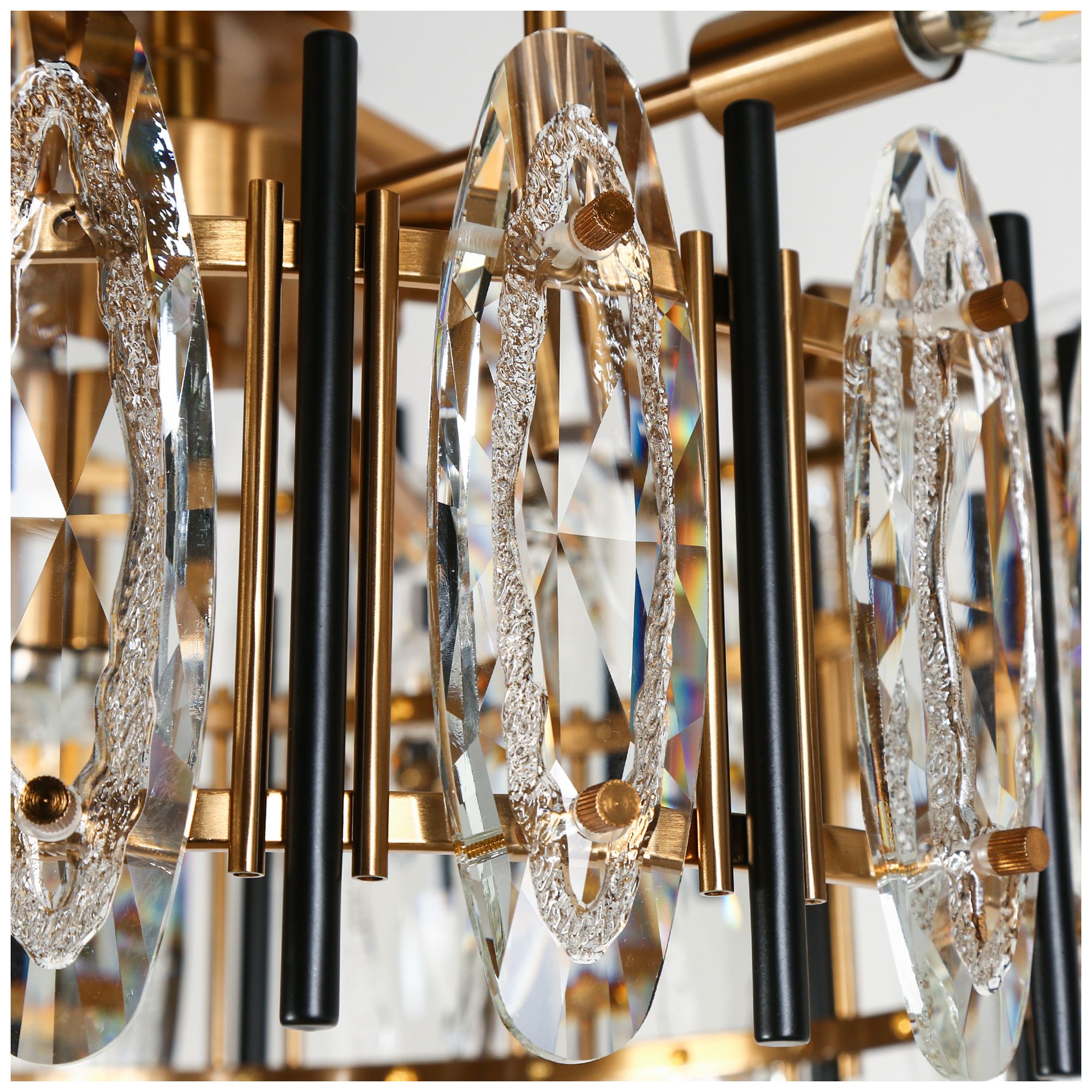 Sancoas 10-Light Black Gold Crystal 2-Tier Chandelier - Made to Order