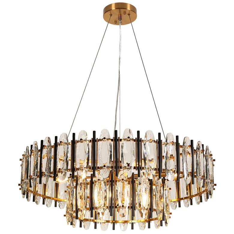Image 1 Sancoas 10-Light Black Gold Crystal 2-Tier Chandelier