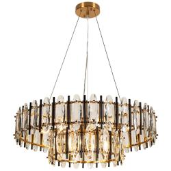 Sancoas 10-Light Black Gold Crystal 2-Tier Chandelier