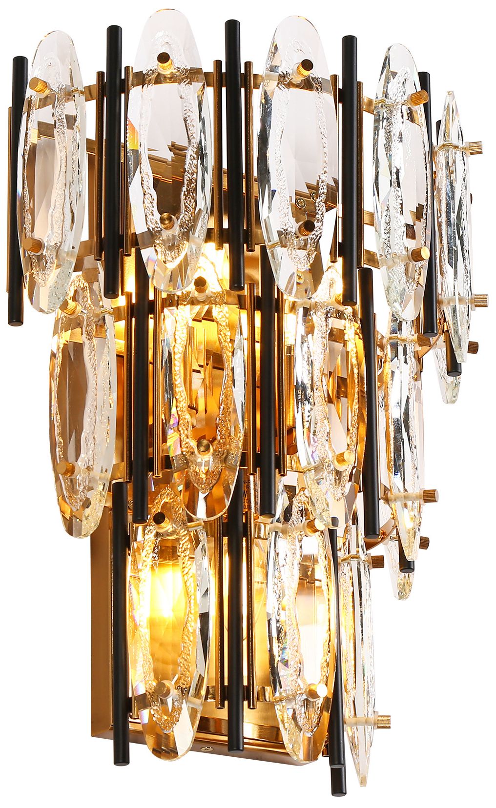 Sancoas 3-Light Black Gold Crystal Wall Sconces - Made to Order