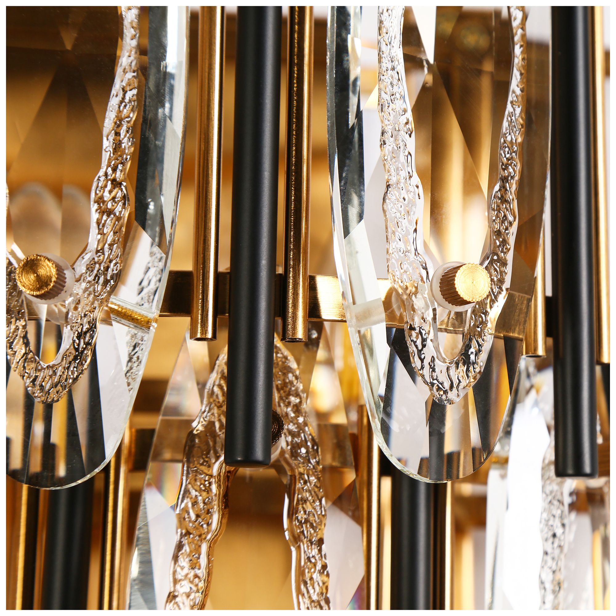 Sancoas 3-Light Black Gold Crystal Wall Sconces - Made to Order