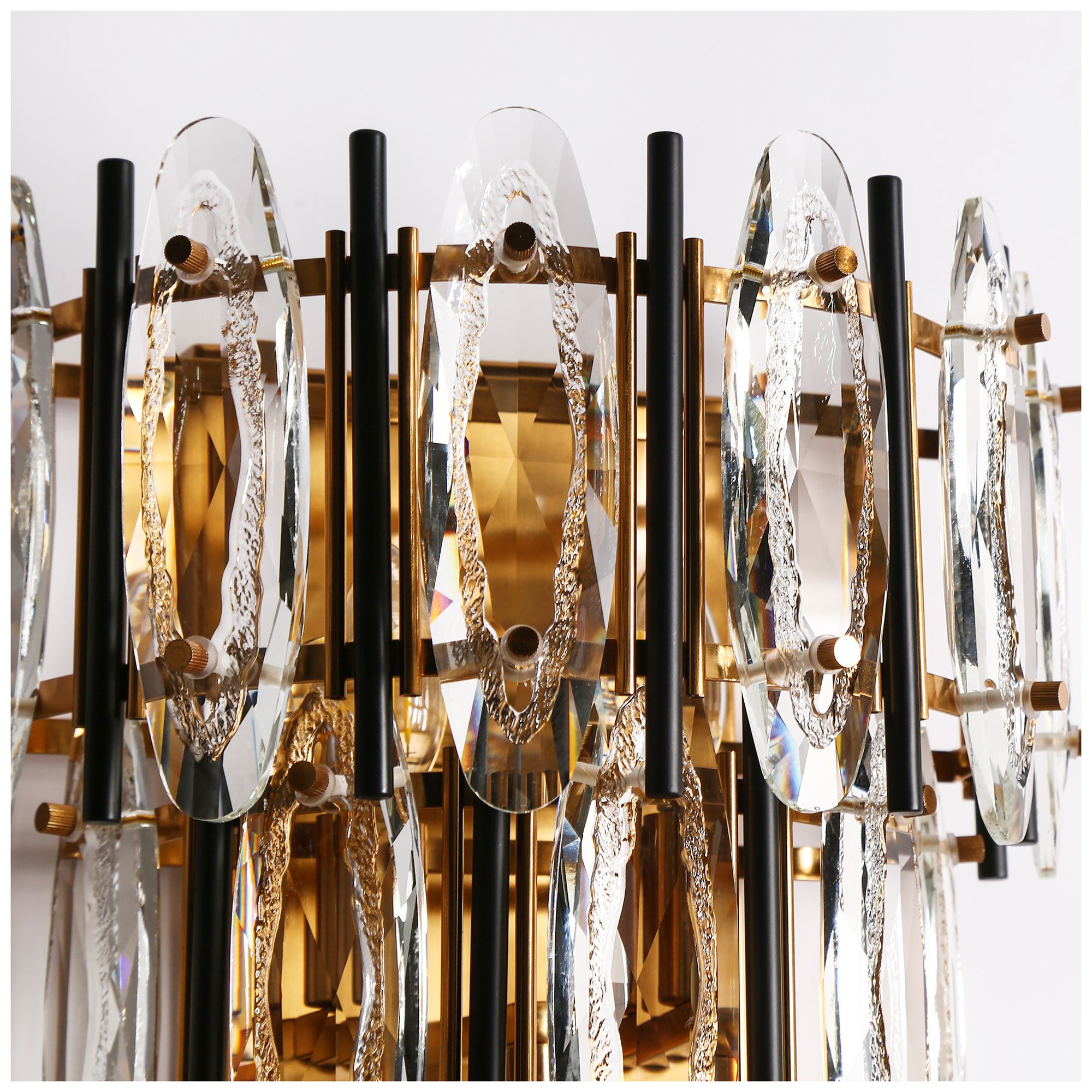 Sancoas 3-Light Black Gold Crystal Wall Sconces - Made to Order