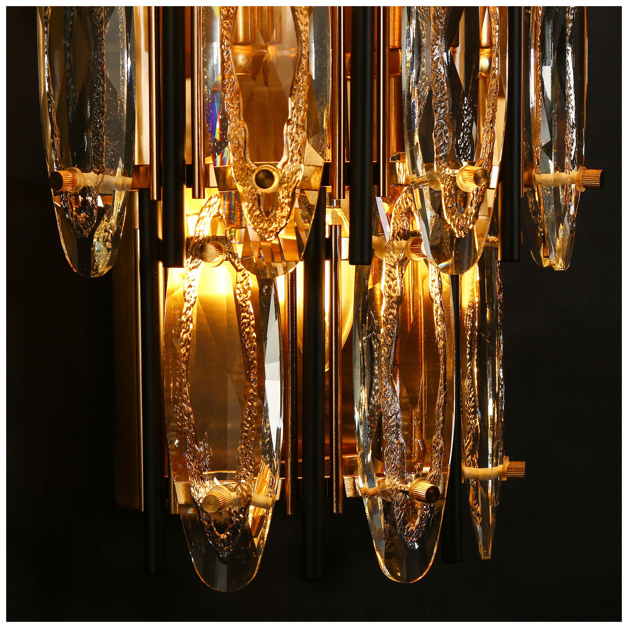 Sancoas 3-Light Black Gold Crystal Wall Sconces - Made to Order