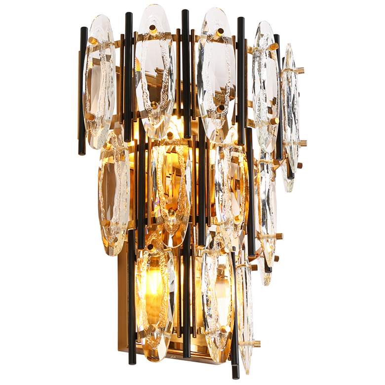 Image 1 Sancoas 3-Light Black Gold Crystal Wall Sconces