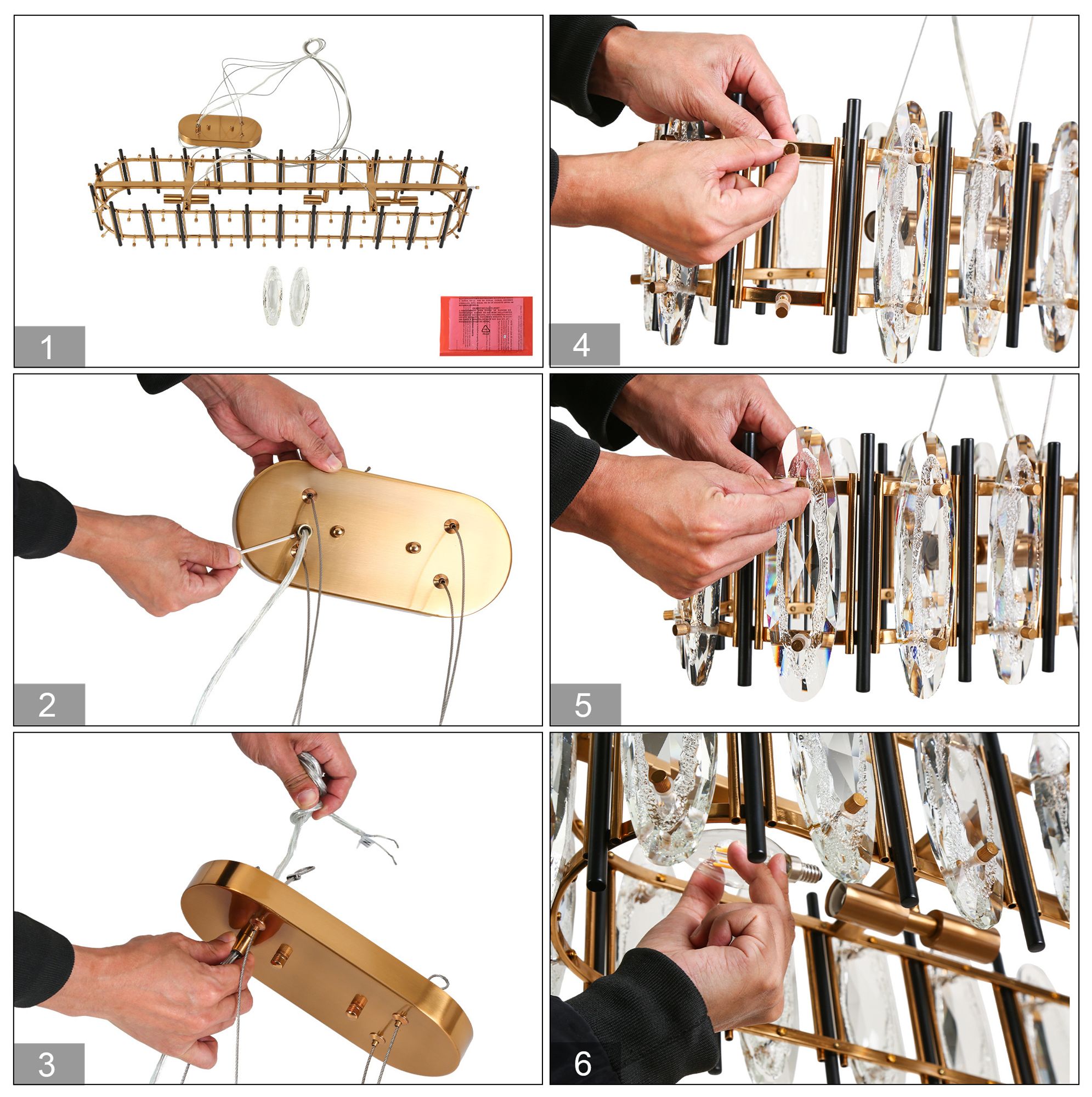 Sancoas 5-Light Black Gold Crystal Island Chandelier