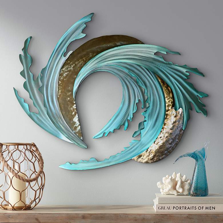 Sand and Sea 36&quot; Wide Metal Wall Art