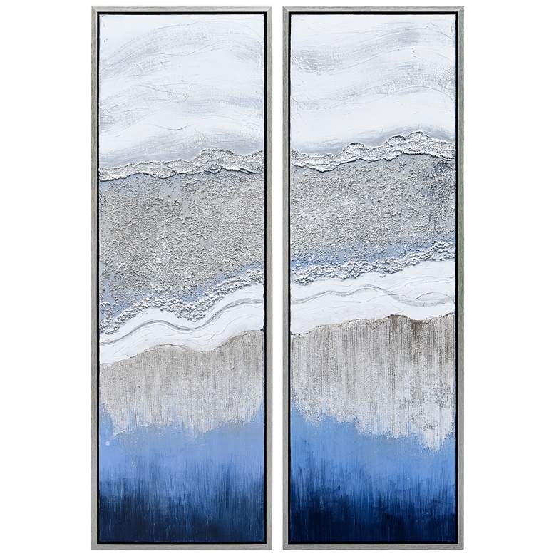 Image 3 Sand Art 60 inchH Metallic 2-Piece Framed Canvas Wall Art Set