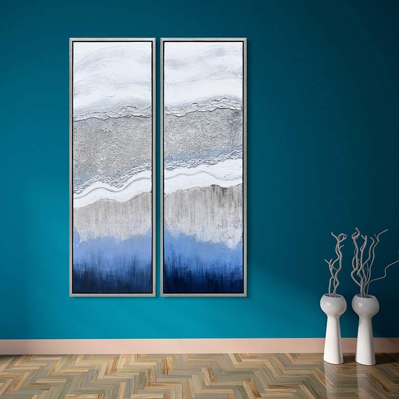 Image 2 Sand Art 60"H Metallic 2-Piece Framed Canvas Wall Art Set